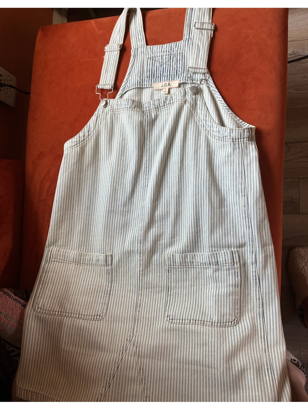 Striped Denim Overall Dress